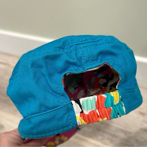 Lady Hagen Floral Turquoise Reversible Golf Hat Cap Elastic Back One Size - Picture 5 of 7